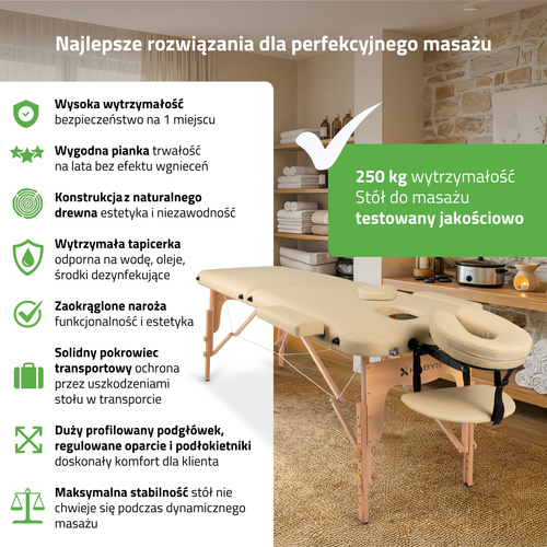Stół do masażu Lira 59 cm - beżowy