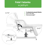 Alora biały fotel kosmetyczny, hydrauliczny  | Habys 