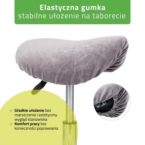 Pokrowiec welurowy z gumką na taboret, grafitowy
