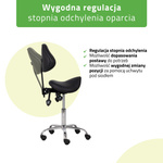 Taboret siodłowy Sola z oparciem – czarny