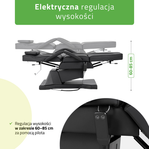 Fotel kosmetyczny, elektryczny Laris Black - 1 silnik