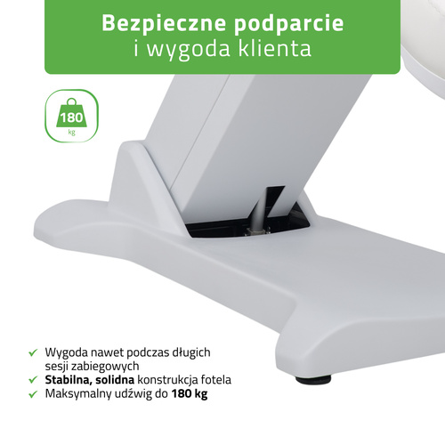 Fotel kosmetyczny z regulacją elektryczną Selia PRO 4, White - 4 silniki
