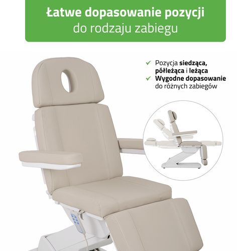 Fotel kosmetyczny elektryczny Tavia Beige - 3 silniki