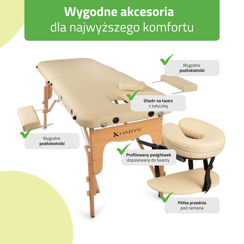 Stół do masażu Lira 59 cm - beżowy