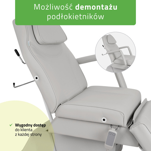 Fotel kosmetyczny, elektryczny Laris Grey - 1 silnik