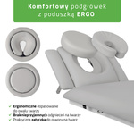 Stół rehabilitacyjny, do masażu, elektryczny Fortis 4 Ergo - pilot ręczny, rama sterująca, szaro biały