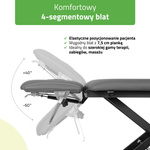 Stół rehabilitacyjny, do masażu, elektryczny Evero Cross X4 Ergo – pilot ręczny, szaro czarny