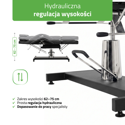 Alora czarny fotel kosmetyczny, hydrauliczny | Habys