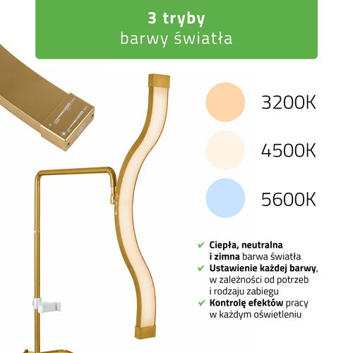 Lampa kosmetyczna LED 45W VENA Gold do stylizacji rzęs, brwi i makijażu permanentnego
