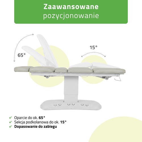 Elektryczny stół zabiegowy Serenity ERGO 4 Grey do masażu i zabiegów SPA - 3 silniki 