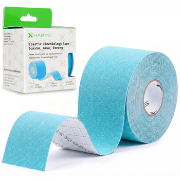 Tejp, taśma elastyczna do kinesiotapingu, 5cm×5m, niebieska, Strong | Habys