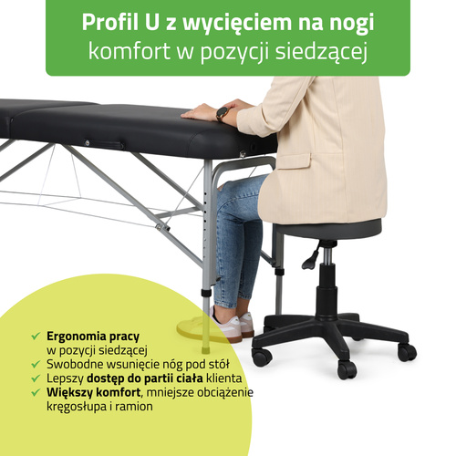 Stół do masażu Vera 60 cm – czarny