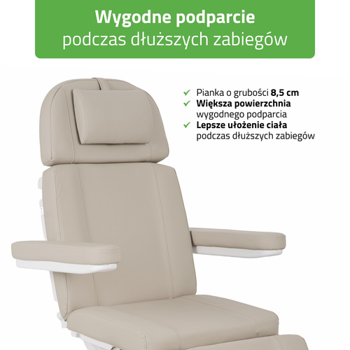 Fotel kosmetyczny elektryczny Tavia Beige - 3 silniki