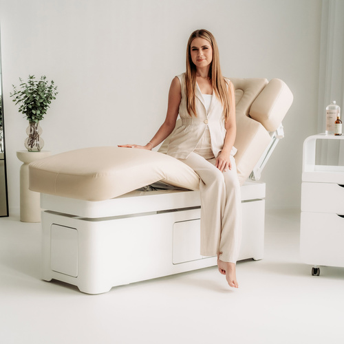 Vellia Beige – elektryczna leżanka SPA z podgrzewaniem i 4 silnikami | Habys | 3 lata gwarancji