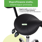 Taboret siodłowy Sola z oparciem – czarny