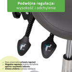 Taboret siodłowy Sola z oparciem – szary