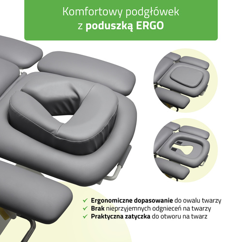 Stół rehabilitacyjny, do masażu, elektryczny Evero X7 Ergo - rama sterująca, szaro biały | 3 lata gwarancji