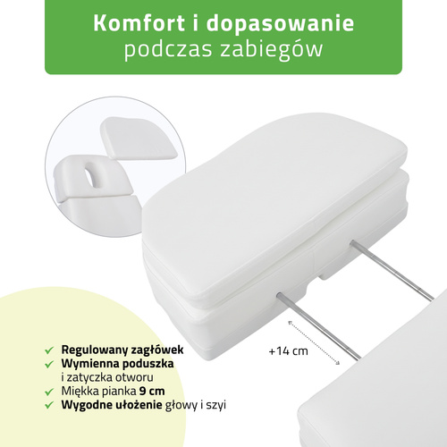 Fotel kosmetyczny z regulacją elektryczną Selia PRO 4, White - 4 silniki