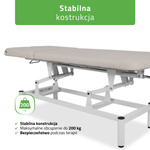 Stół rehabilitacyjny do masażu Vigo 2, sterowanie korbka (jasno szary, biała rama)