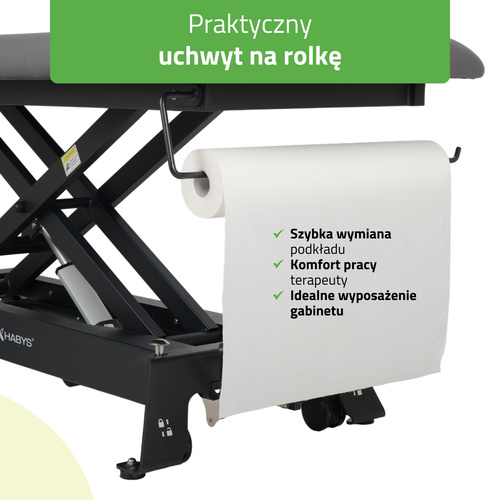 Stół rehabilitacyjny, do masażu, elektryczny Evero Cross X4 Ergo – pilot ręczny, szaro czarny