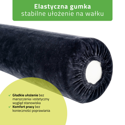 Prześcieradło welurowe z gumką na wałek - 15x60 cm czarne