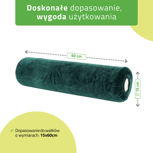 Prześcieradło welurowe z gumką na wałek - 15x60 cm butelkowo zielone