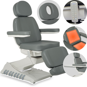 Fotel kosmetyczny z regulacja elektryczną Luxoria PRO 5, Ash Grey - 4 silniki | 3 lata gwarancji