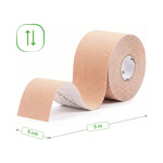 Tejp, taśma elastyczna do kinesiotapingu, 5 cm × 5 m, beżowa, Standard | Habys