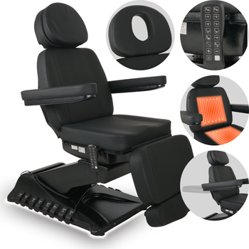 Fotel kosmetyczny z regulacja elektryczną Luxoria PRO 5, Black - 4 silniki