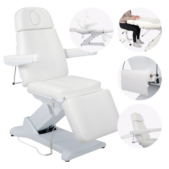Fotel kosmetyczny z regulacją elektryczną Selia PRO 4, White - 4 silniki